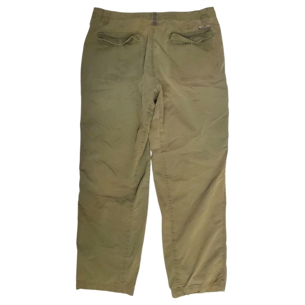 COLUMBIA Pants Mens 36X32 Green Straight Flap Pockets Hiking Fishing Outdoor